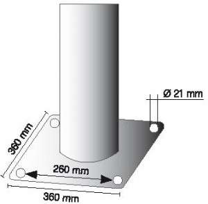 Bodenplatte 360 x 360 mm für Stahlrohrpoller Typ 40273